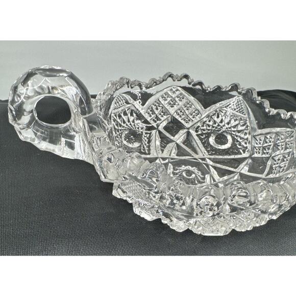 Glass Handled Nappy Dish Vintage T.B. Clark Huyler #587 American Brilliant Cut - Picture 5 of 14